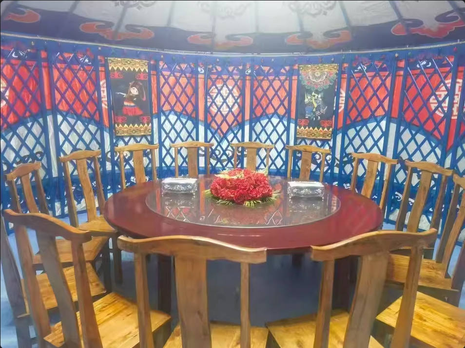 河南餐飲蒙古包廠家 蒙古特色餐桌 蒙古彩繪餐桌